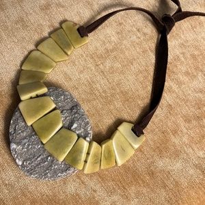 Hand Crafted Leather and Stone Adjustable Necklace